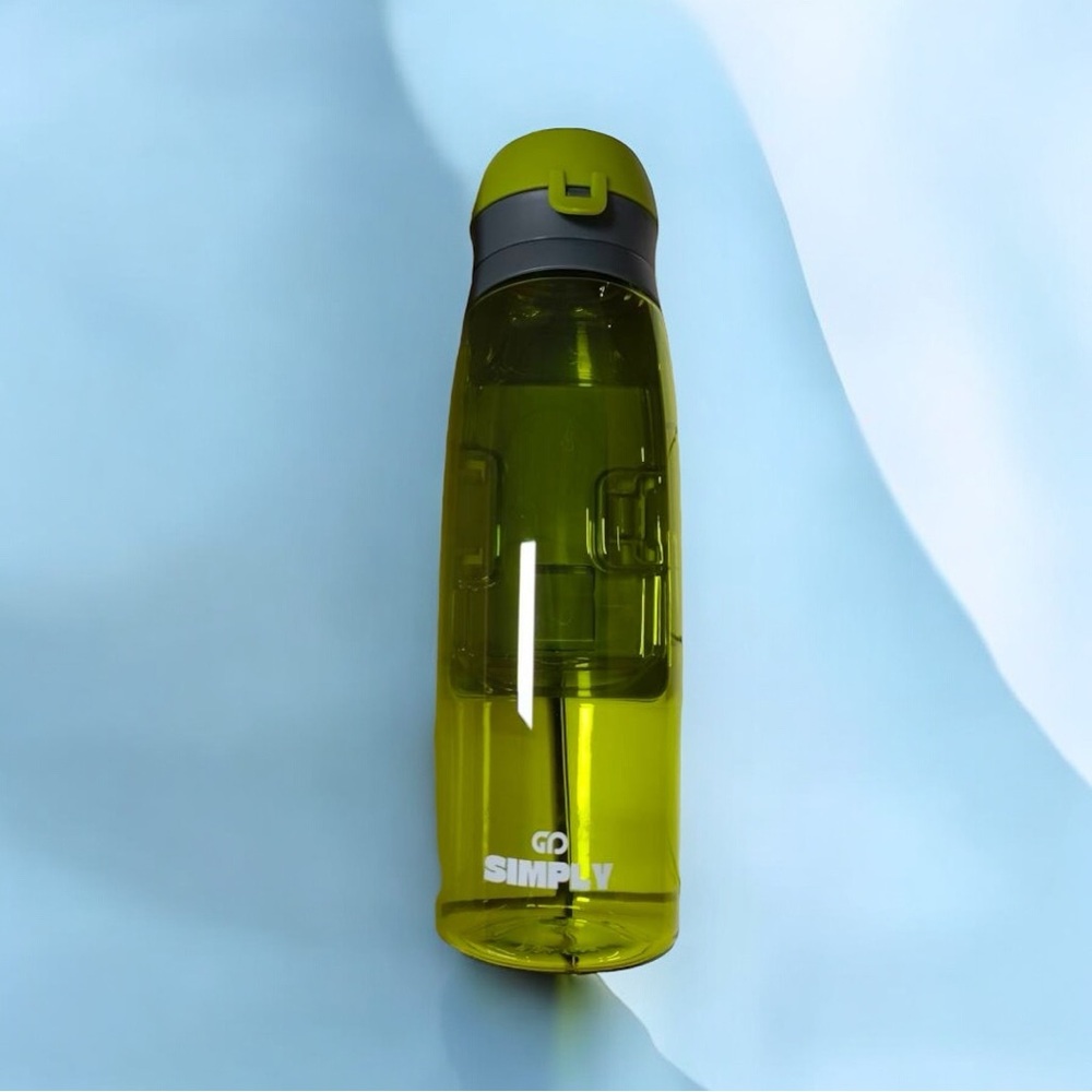 Green/BPA-free plastic water bottle with storage